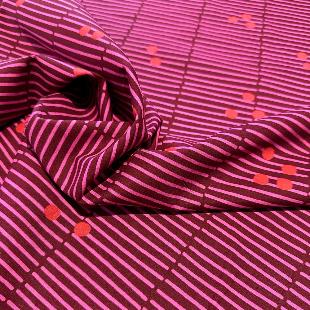 Broken Stripe Cerise | Fine Poplin