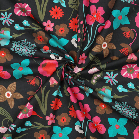 Meadow Flower Black | Fine Poplin