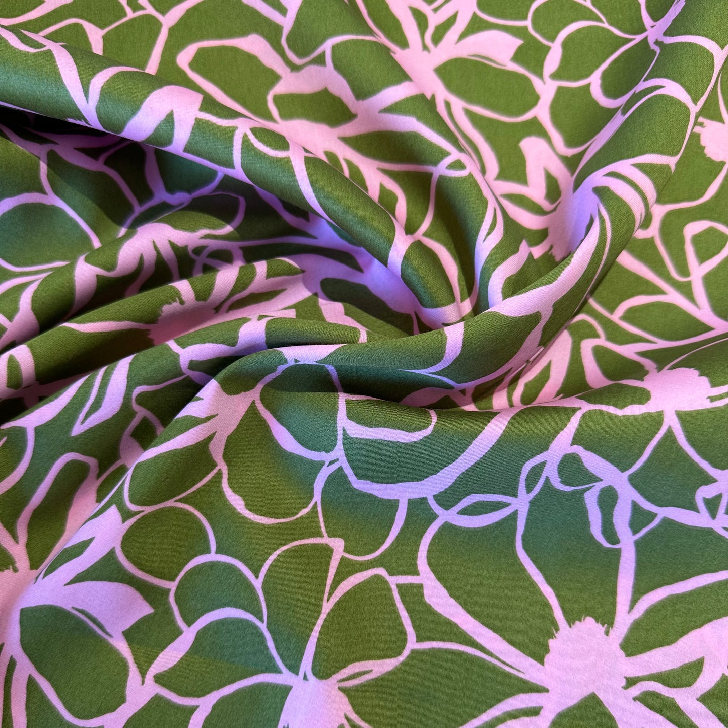 Magnolia in Moss Green | Cotton Satin