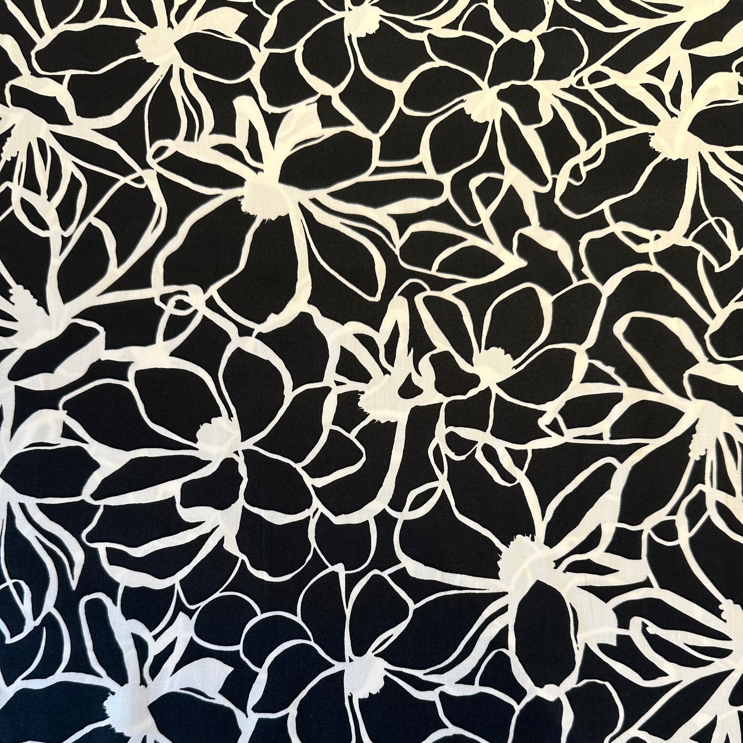 Magnolia in Black | Cotton Satin