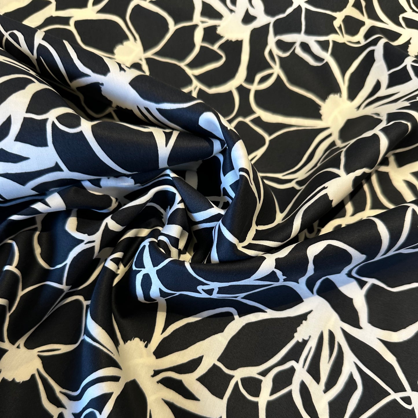 Magnolia in Black | Cotton Satin