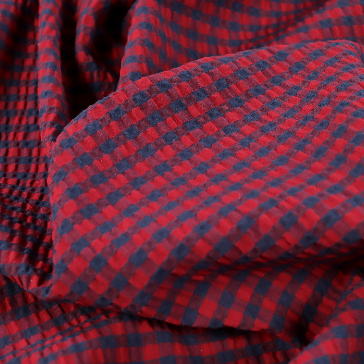 Rowan Gingham Seersucker | Claret & Navy