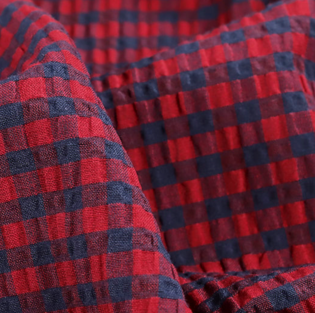 Rowan Gingham Seersucker | Claret & Navy