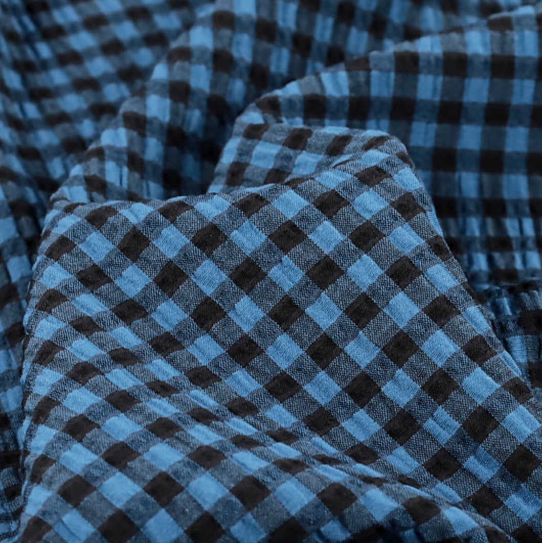 Rowan Gingham Seersucker | Indigo & Black