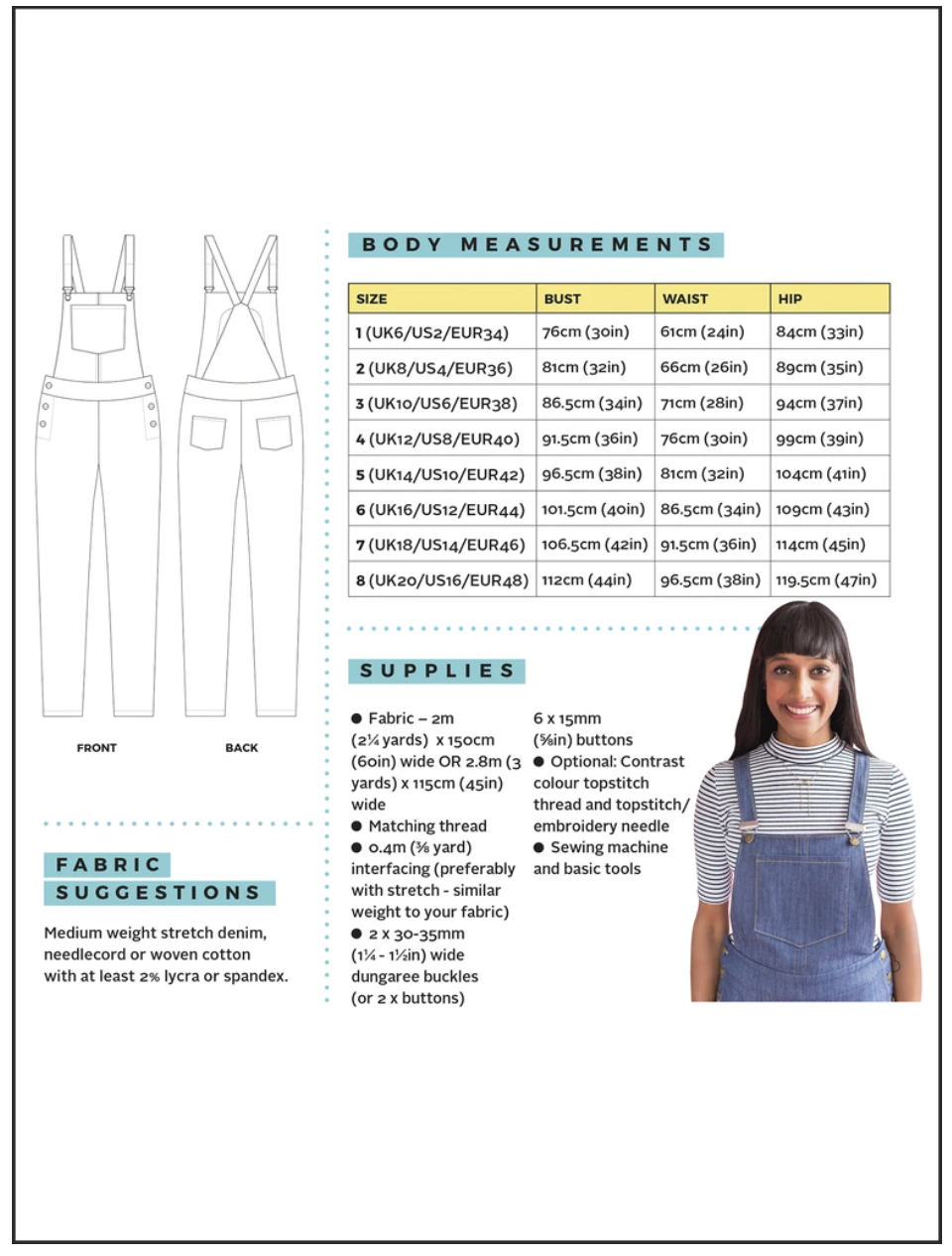 Mila Dungarees Size 6-20 | Paper Pattern