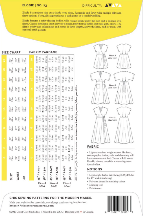 Elodie Wrap Dress Size 0-20 | Paper Pattern