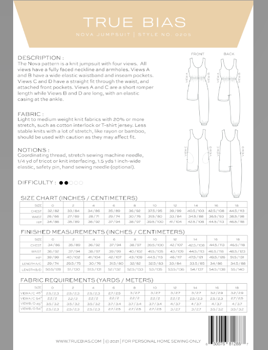 Nova Jumpsuit Size 0-18 | Paper Pattern