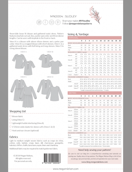 Sudley Dress and Blouse Size 0-20 | Paper Pattern