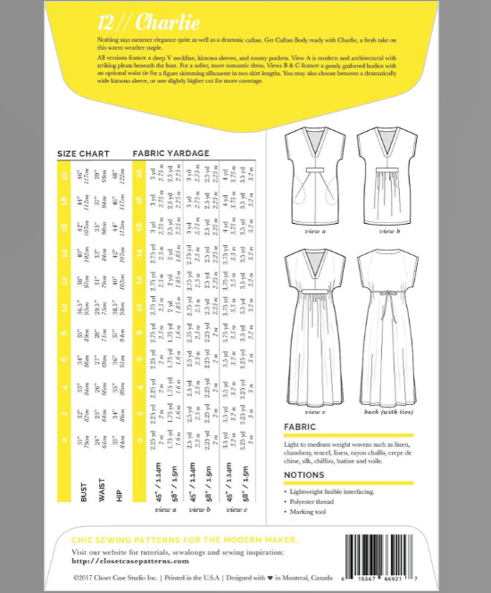 Charlie Caftan Size 0-20 | Paper Pattern