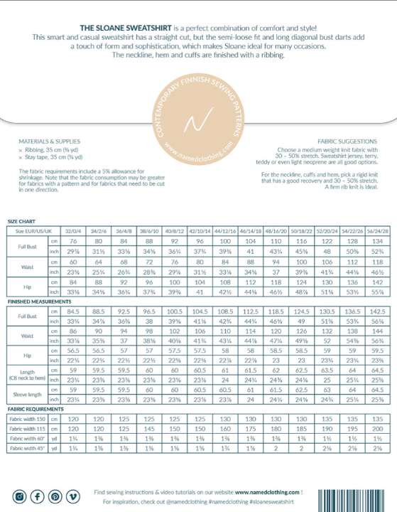 Sloane Sweatshirt Size 4-28 | Paper Pattern