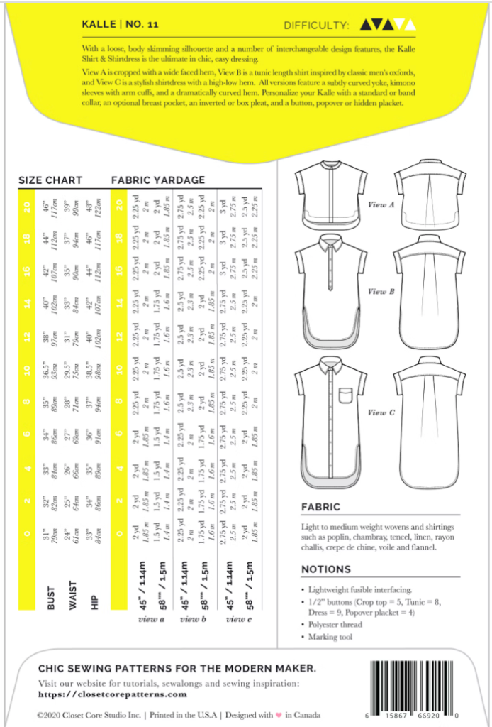 Kalle Shirt and Dress Size 0-20 | Paper Pattern