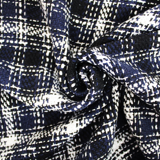 Loose Woven Tartan Navy | Wool Mix