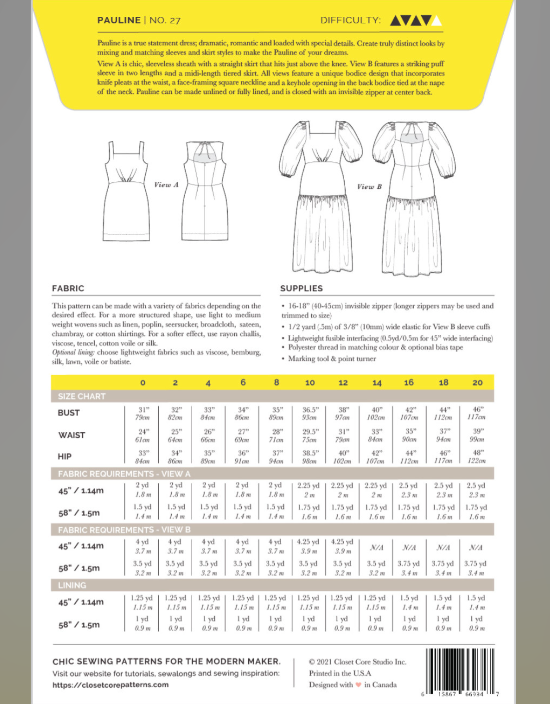 Pauline Dress Size 0-20 | Paper Pattern