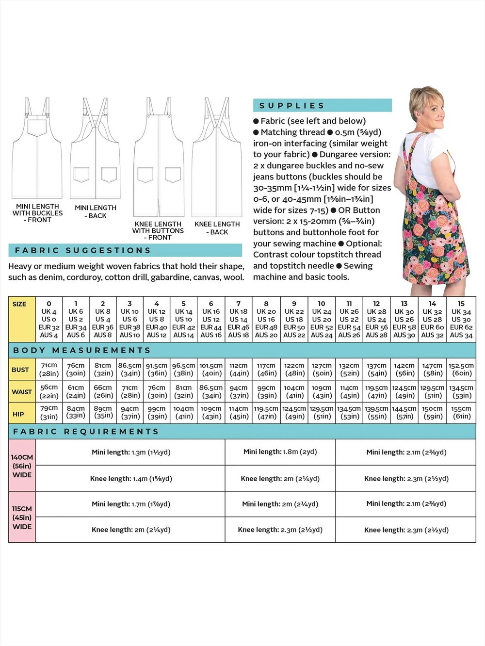 Cleo Dungaree Dress Size 4-34 | Paper Pattern